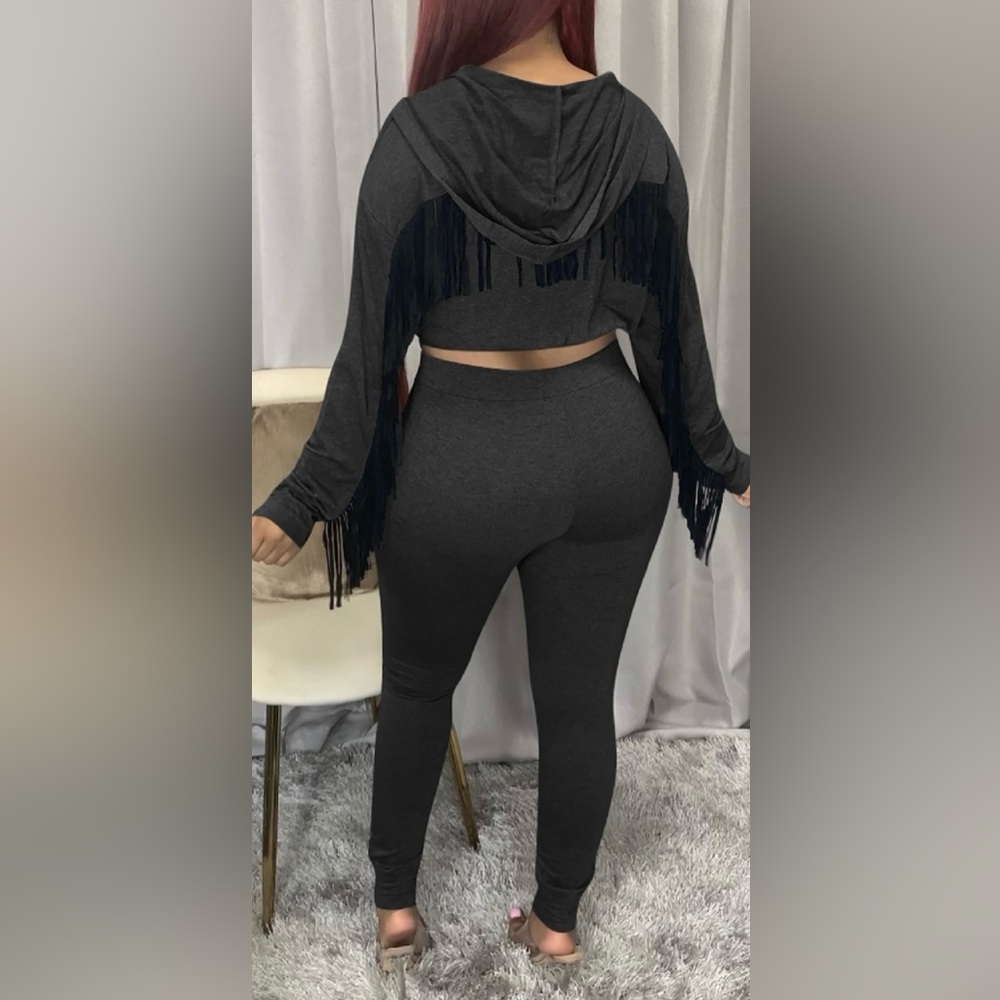 NWT Two Piece Fringe Jacket Pants Set